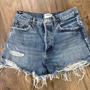 Agolde Distressed Blue Jean Shorts